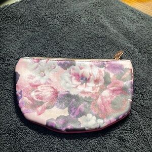 Pink Floral Cosmetic Bag with Watercolor Design